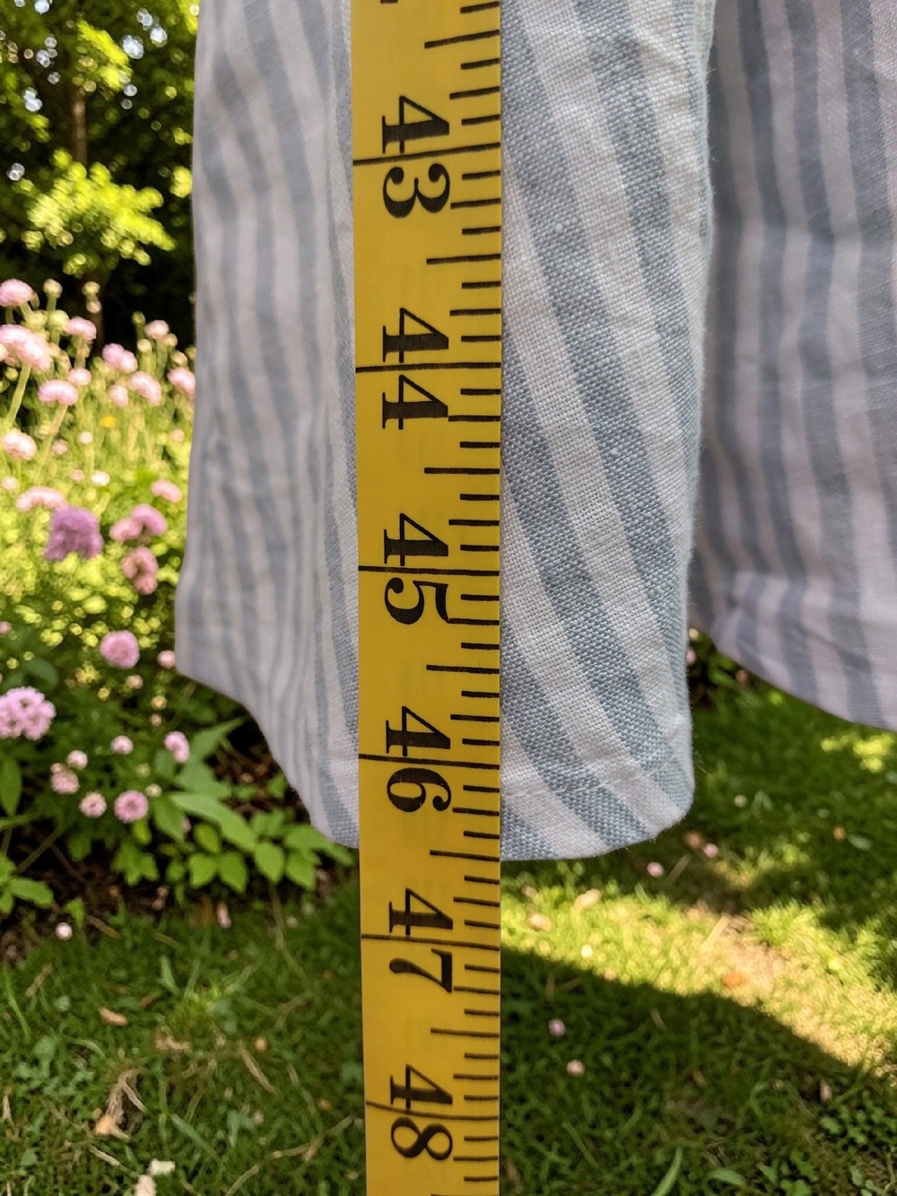 Quince 100% European Linen Fit & Flare Midi Dress Sky Blue Mariner Stripe S NWT - Picture 9 of 16